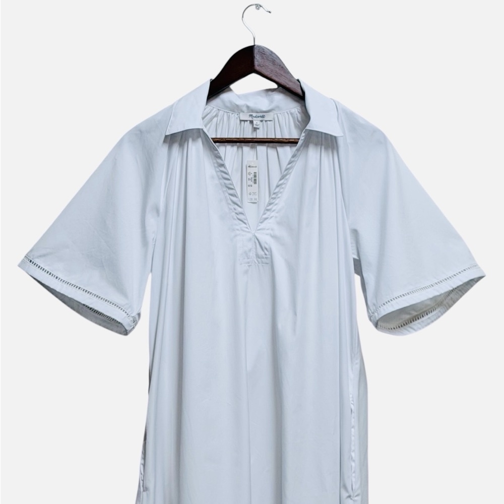 Madewell Poplin Splitneck Midi Shirtdress Size S - Picture 8 of 13